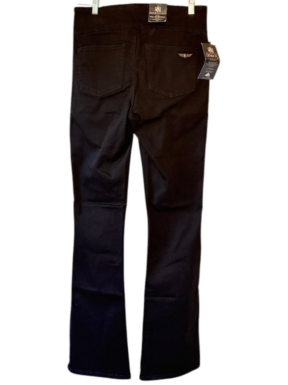 NEW Rock & Republic Black Fever Pull On Jeans Bootcut Tall 5 Pocket Goth 10 Long - Picture 3 of 16